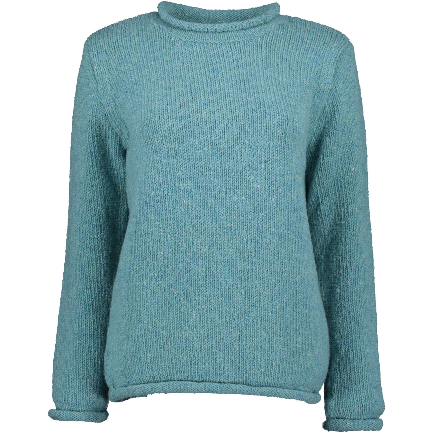 Killaloe Tweed Roll Neck Sweater - Aqua