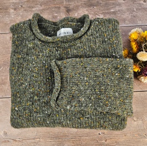 Killaloe Tweed Roll Neck Sweater - Fern