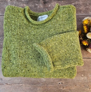 Killaloe Tweed Roll Neck Sweater - Lime