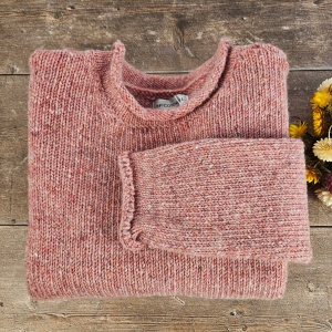 Killaloe Tweed Roll Neck Sweater - Pink