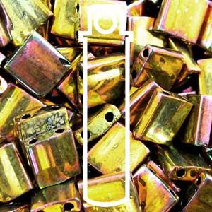Tila 5x5mm 2 hole beads Met Gold Iris 7.2g