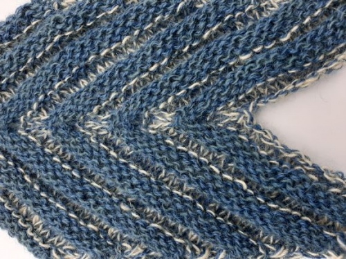 Isager Yarns SKY TREE scarf kit in cream and blue
