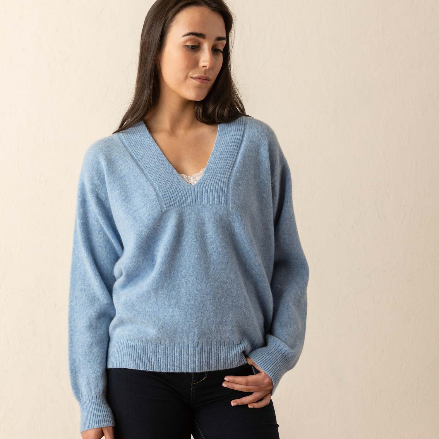 Eribe Corry Deep V-Neck Sweater - Mango