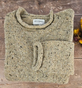Killaloe Tweed Roll Neck Sweater - Barley